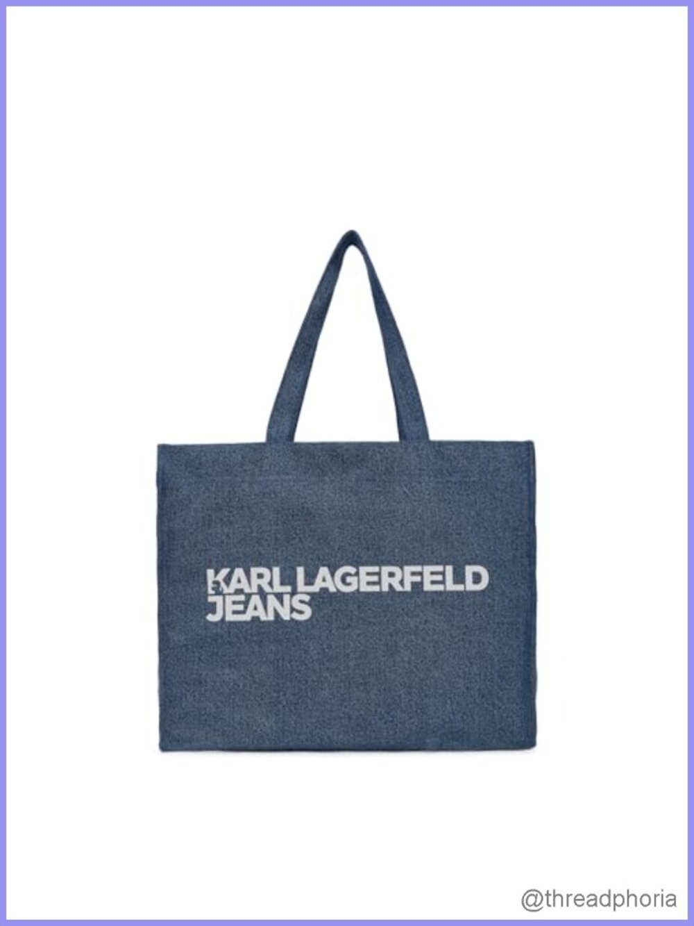 Cotton Denim Shopper Tote East-West Logo Shoulder Bag